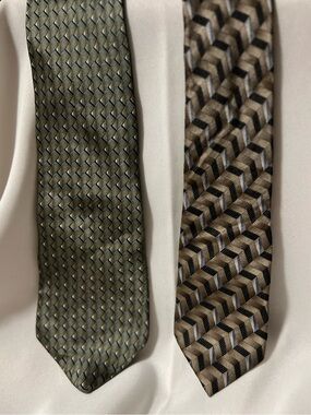Olive and Beige Patterned Men's Woven Ties - Classic Dress Accent